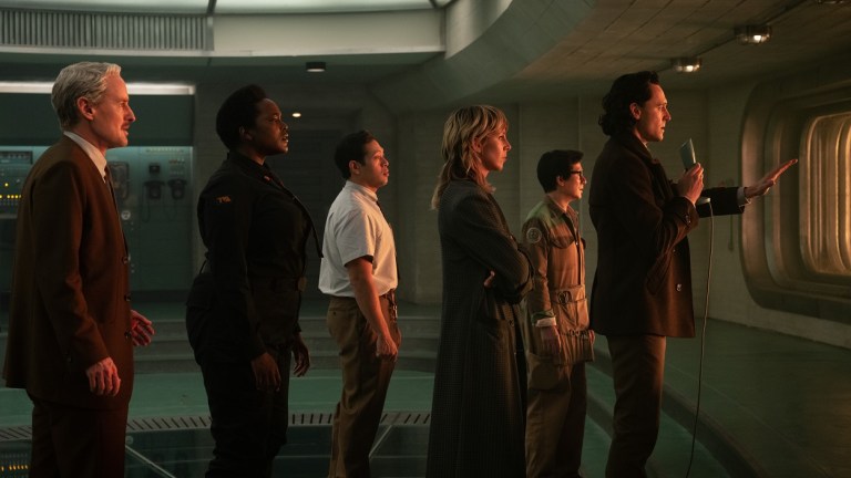 Owen Wilson as Mobius, Wunmi Mosaku as Hunter B-15, Eugene Cordero as Casey, Sophia Di Martino as Sylvie, Ke Huy Quan as O.B., and Tom Hiddleston as Loki in Marvel's Loki